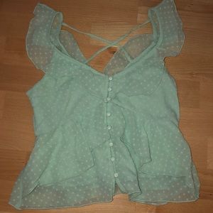 NWOT Abercrombie and Fitch Green Rufflely Tank